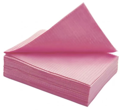 Салфетки стоматологические бумажные ламинированные, двухслойные/рефленые 33х45см розовые 500шт./уп.