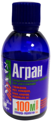 Агран средство от клопов, тараканов, блох, мух, комаров, ос 50мл в Москве