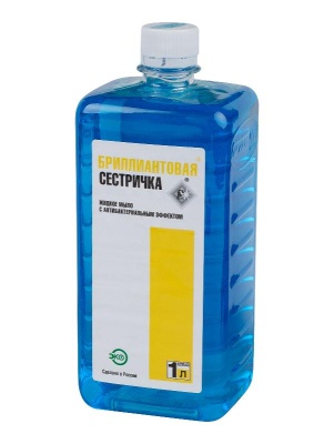 Жидкое мыло антибактериальное Бриллиантовая Сестричка 1л флакон 