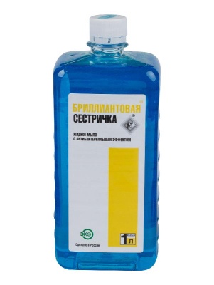 Жидкое мыло антибактериальное Бриллиантовая Сестричка 1л флакон 