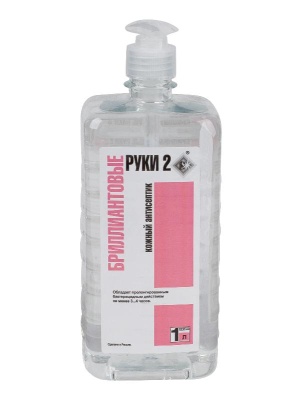 Антисептик для рук спиртовой Бриллиантовые Руки-2 1л с дозатором 
