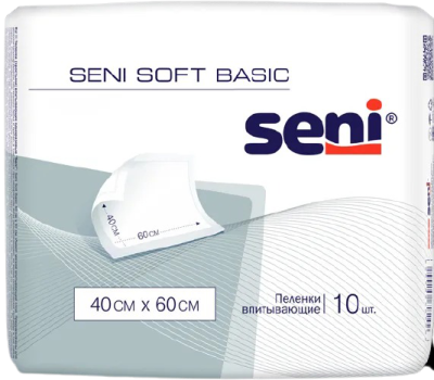 Пеленки гигиенические Seni Soft Basic 40 х 60 см, 10 шт./уп. в Москве